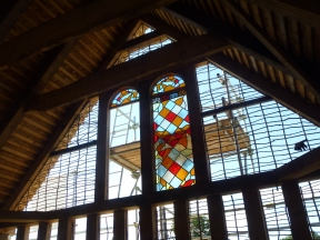 Stained glass in the Saxon feasting hall